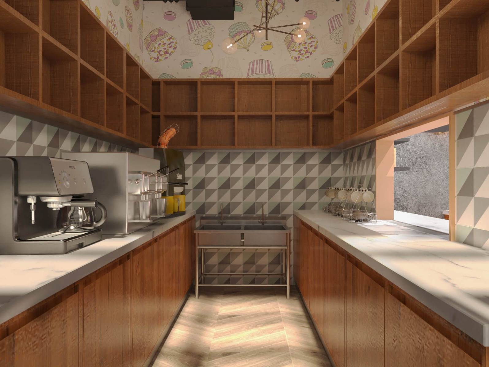 wooden counter
