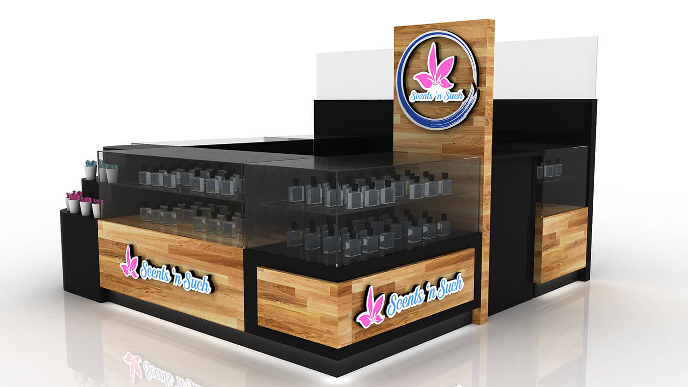 skincare product kiosk