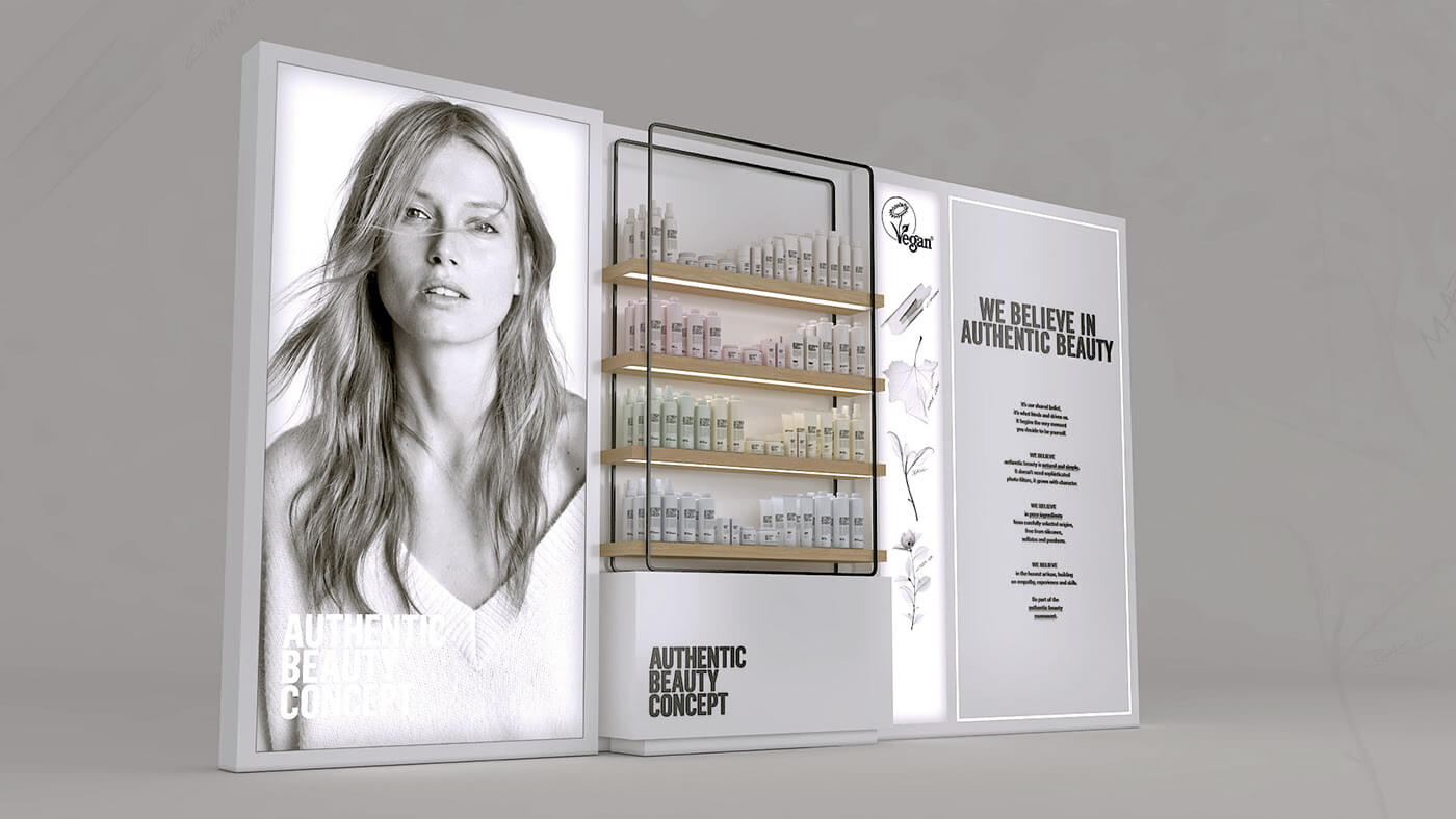 wall cosmetic display showcase