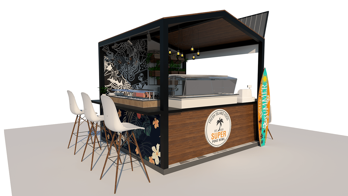 Wood Custom Food Kiosk
