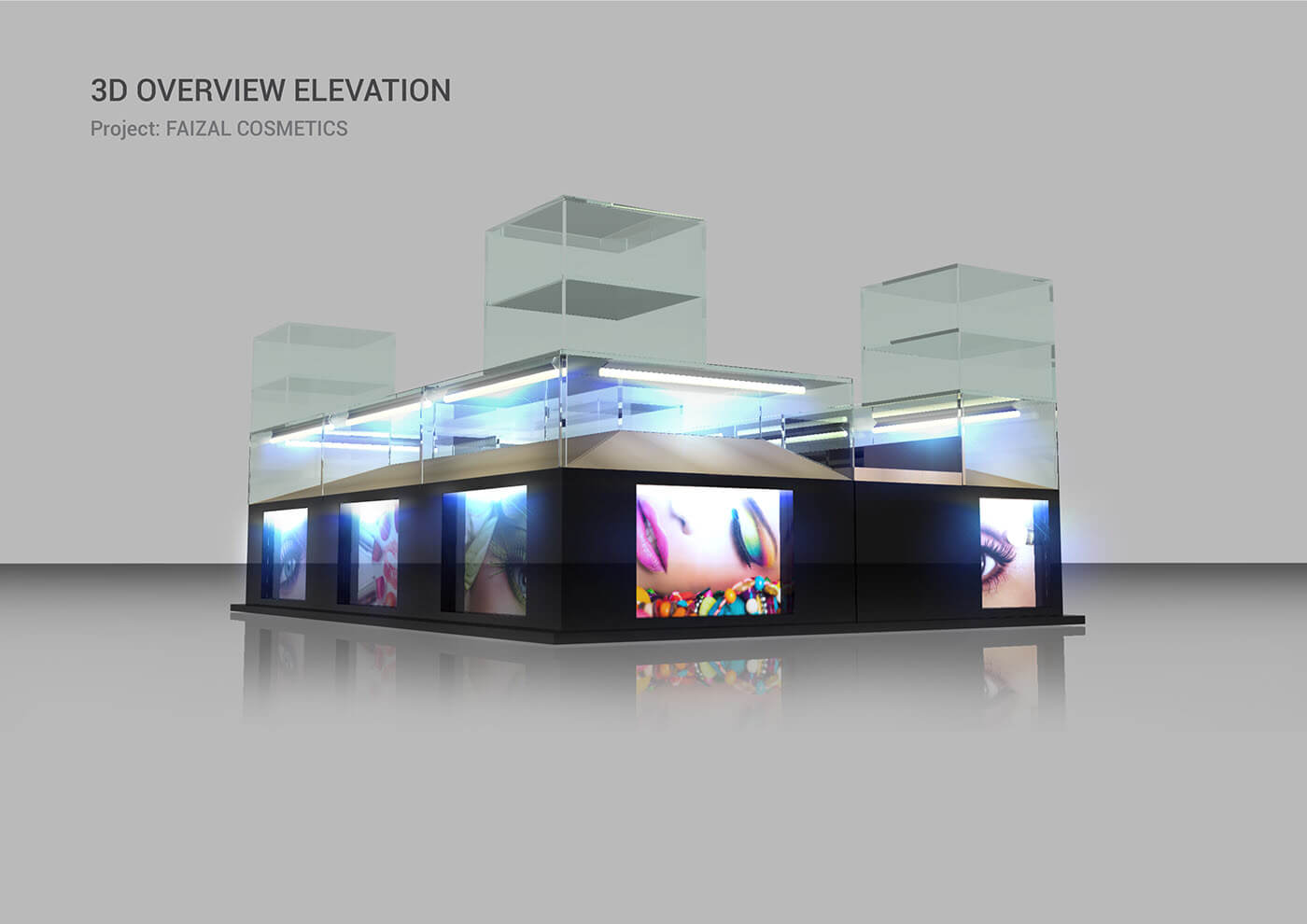 skincare product display showcase 