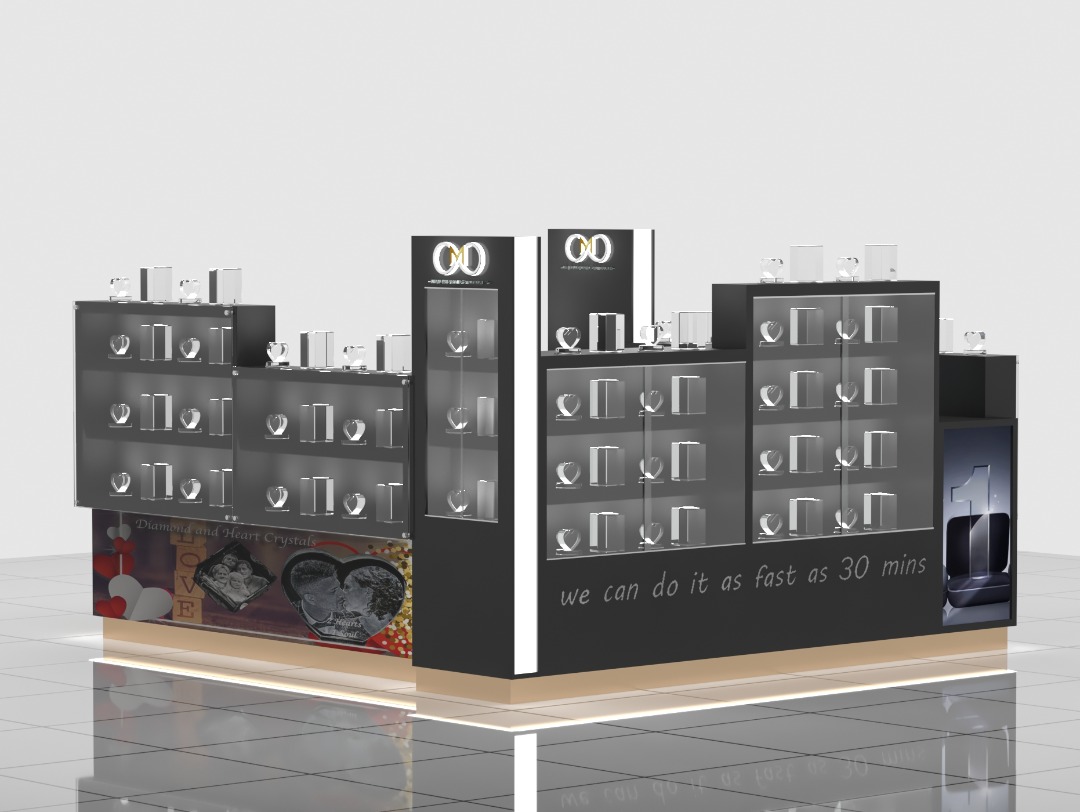 3d crystal kiosk design 