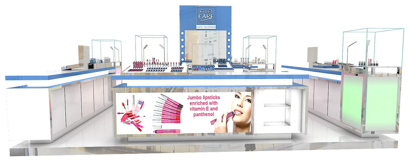 skincare kiosk design 