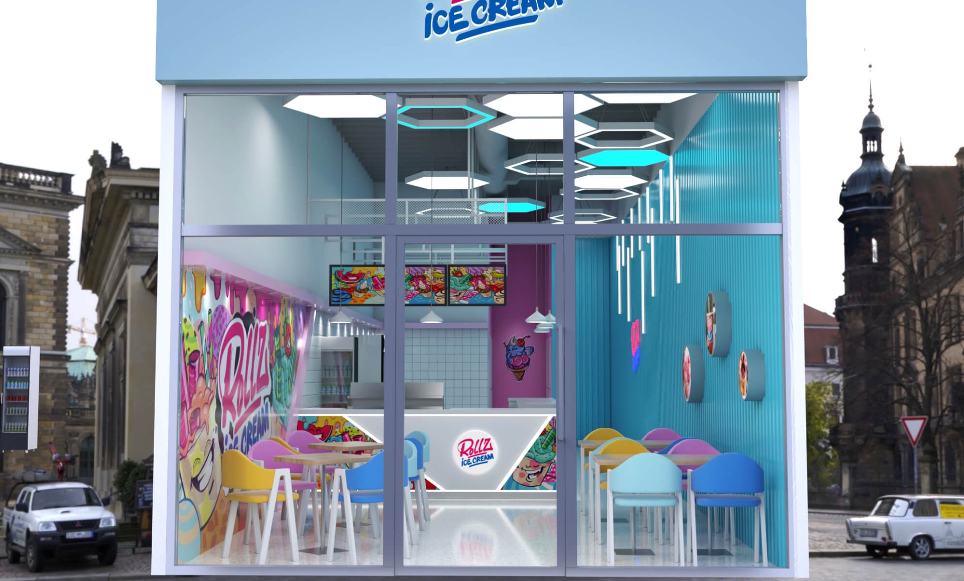 frozen yogurt store counter 