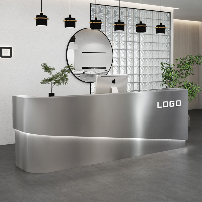 wooden reception desk 