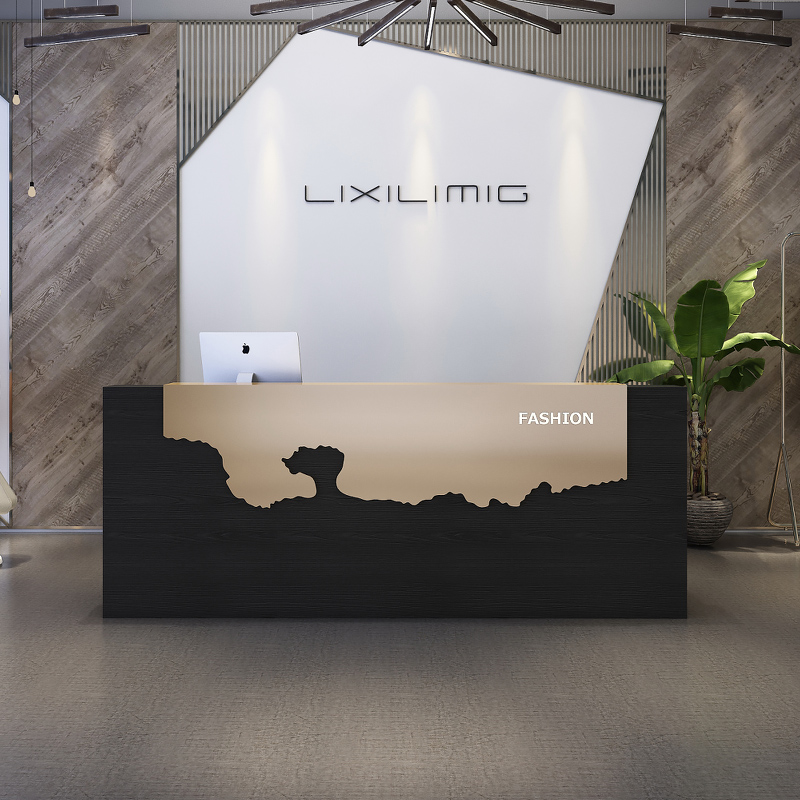 black reception desk 