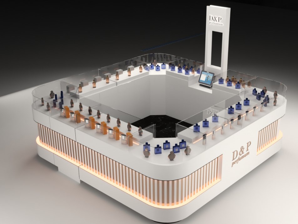 perfume display kiosk 