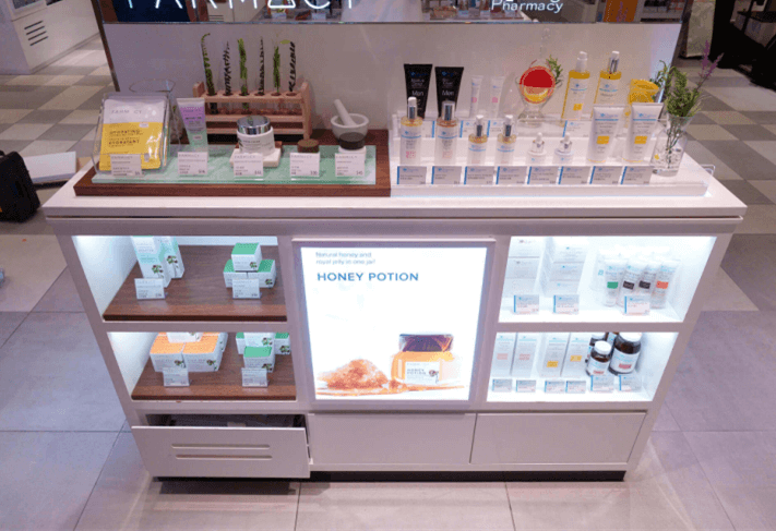 makeup display counter