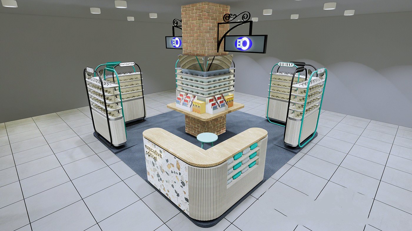sunglasses display booth 