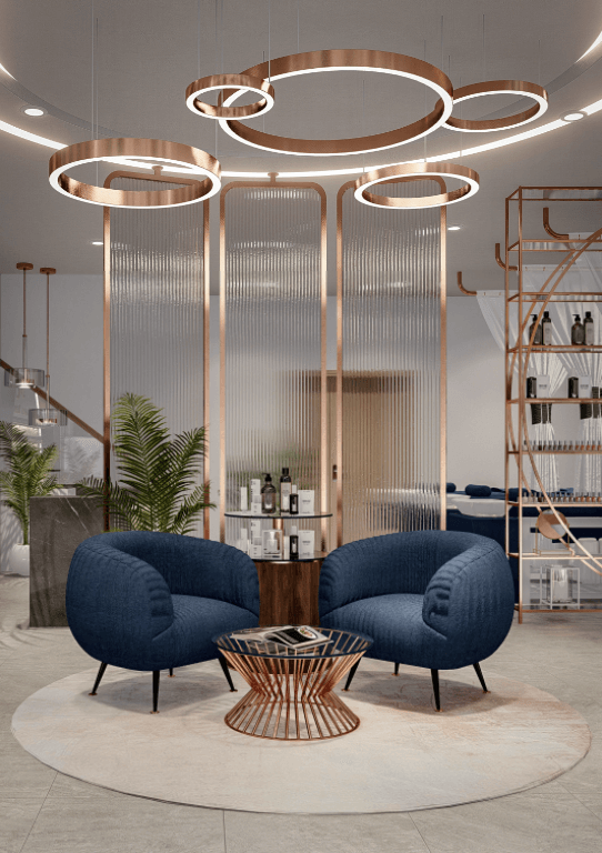 high-end sofa in beauty shop