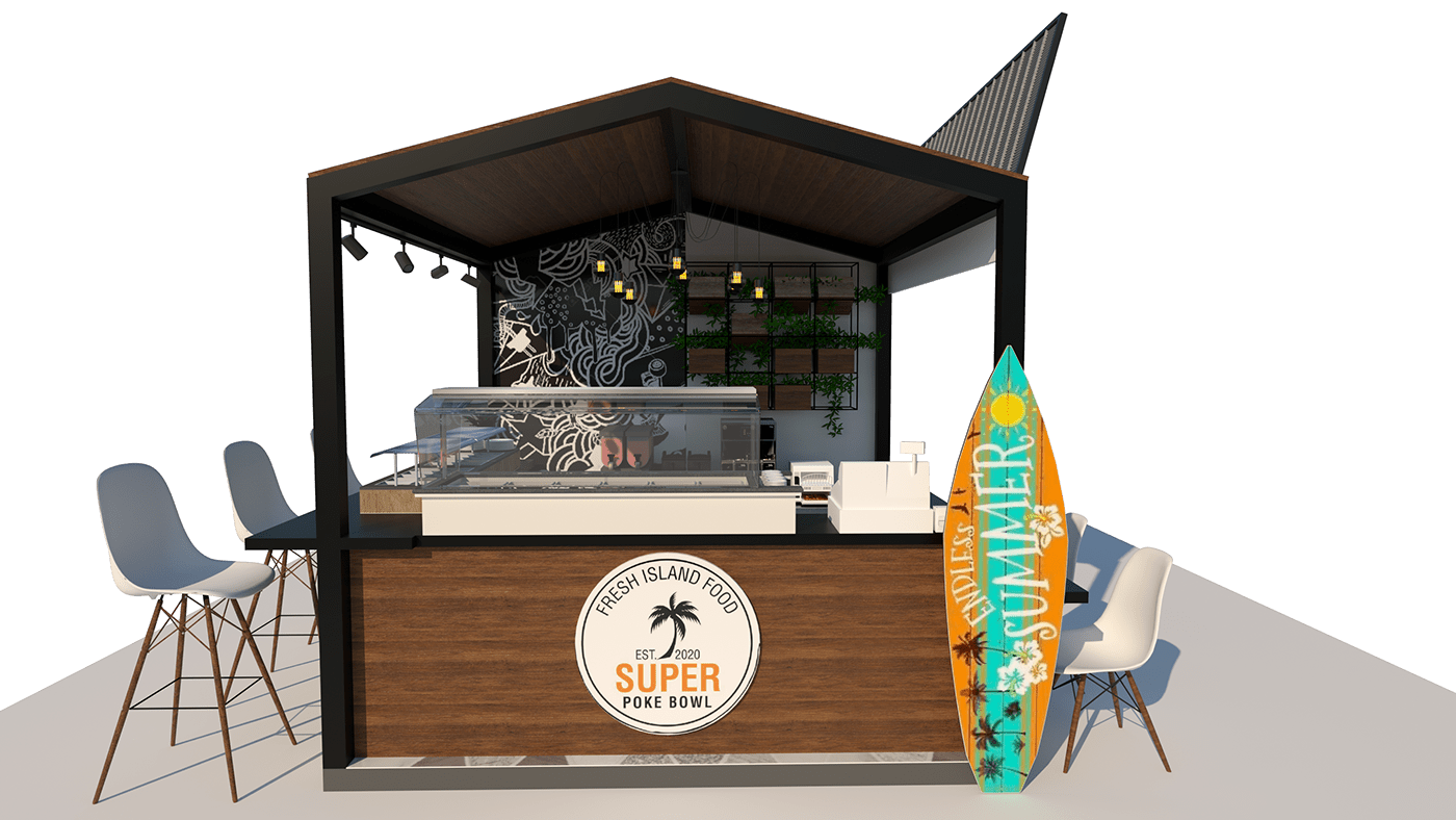 Wood Custom Food Kiosk