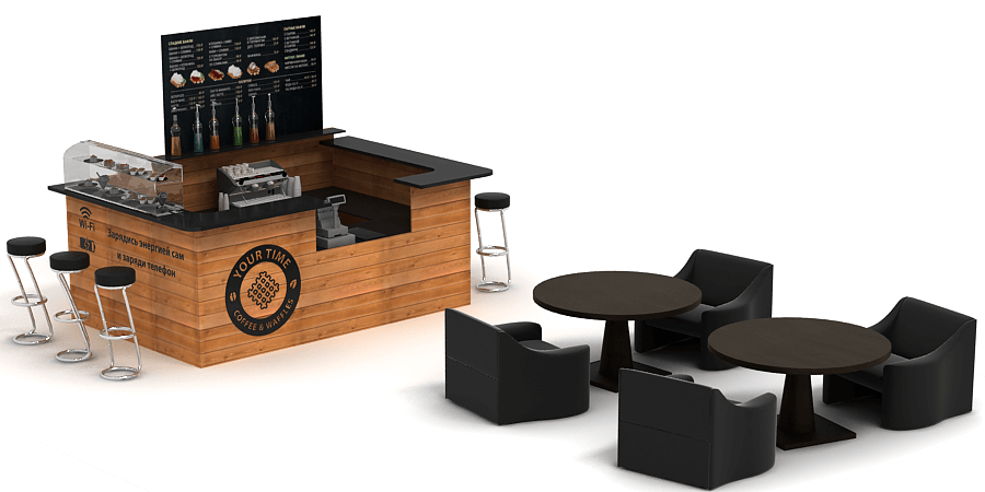 indoor coffee kiosk