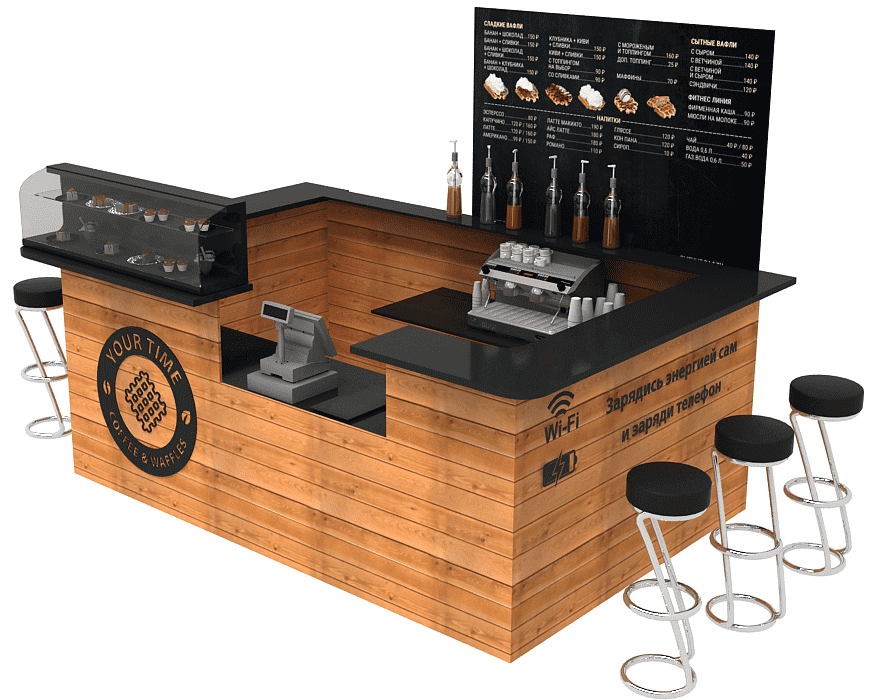 indoor coffee kiosk