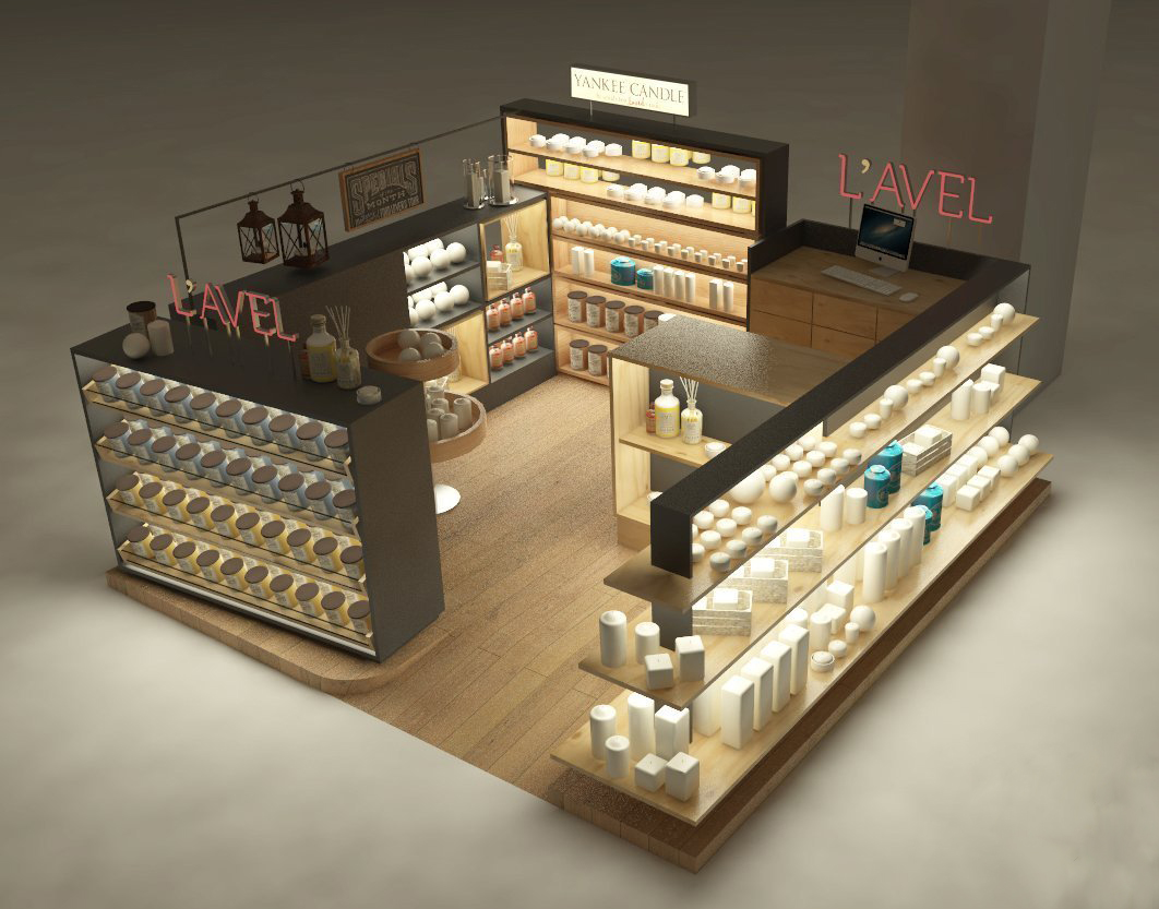 perfume display kiosk