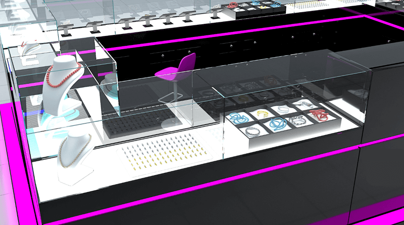 tempered glass jewelry kiosk