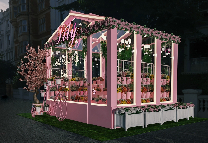 outdoor flower kiosk