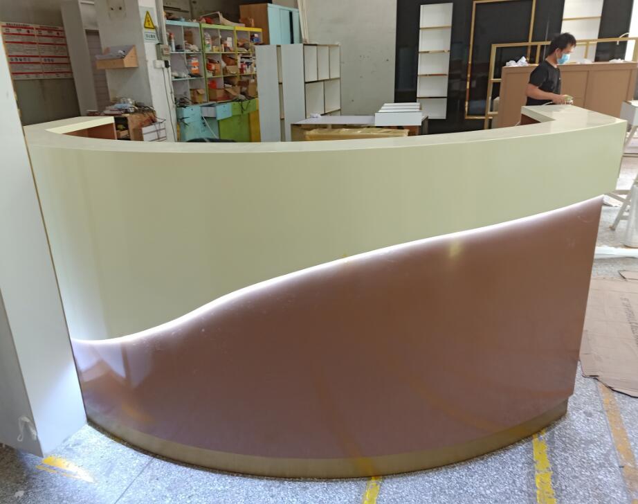 reception desk with light