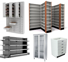 pharmacy cabinet,stands, counters & shelving